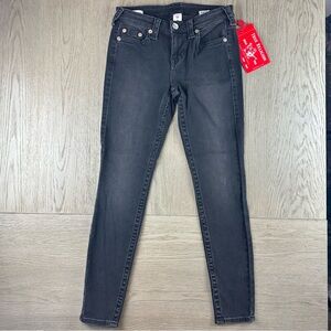 True Religion Halle Super Skinny Jeans Gray Mid Rise NWT Size 27